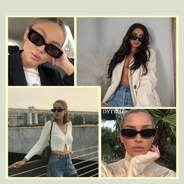 Alt view image 3 of 6 - Rectangle Sunglasses for Women Men Y2k Sun Glasses UV Protection | Chic Sunnies 90s Retro Trendy Narrow Shades Square Frame Vacation Essentials Travel Beach Daily Outfits Womens Accessories
