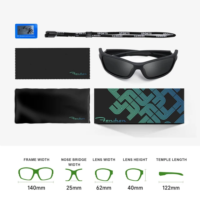 Alt view image 5 of 7 - Polarized Sunglasses Men Women, Wrap Around Mens Sunglasses for Mens Womens Cycling Running UV Protection (Black)