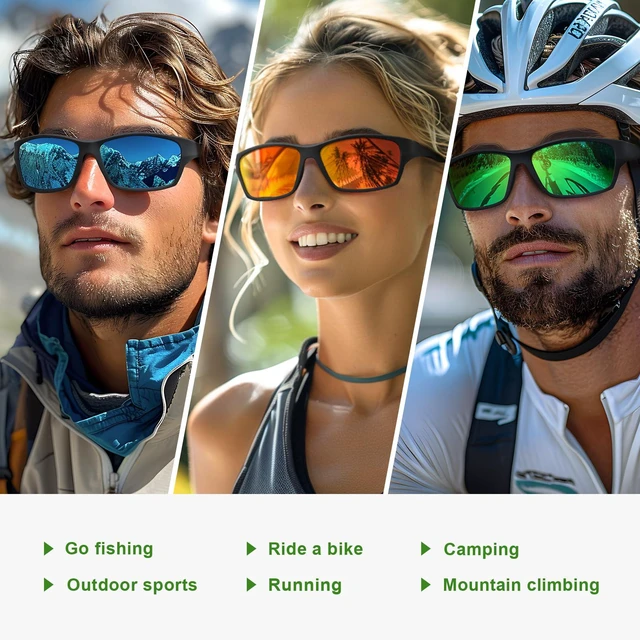 Alt view image 7 of 7 - Polarized Sunglasses Men Women, Wrap Around Mens Sunglasses for Mens Womens Cycling Running UV Protection (Black)