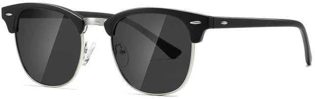 Main image of Men's Polarized Sunglasses, Semi Rimless Retro UV400 Shades AE0369 | Classic Style, Polycarbonate Lenses, Lightweight Metal Frame, Driving, Travel