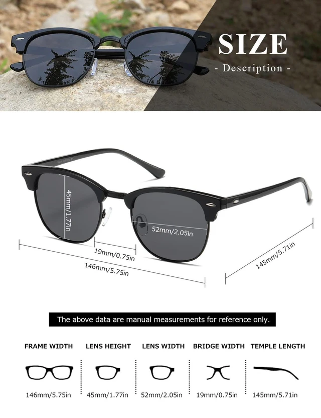 Alt view image 4 of 7 - Men's Polarized Sunglasses, Semi Rimless Retro UV400 Shades AE0369 | Classic Style, Polycarbonate Lenses, Lightweight Metal Frame, Driving, Travel
