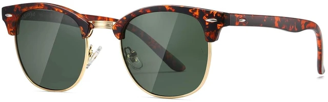 Main image of Men's Polarized Sunglasses, Semi Rimless Retro UV400 Shades AE0369 | Classic Style, Polycarbonate Lenses, Lightweight Metal Frame, Driving, Travel