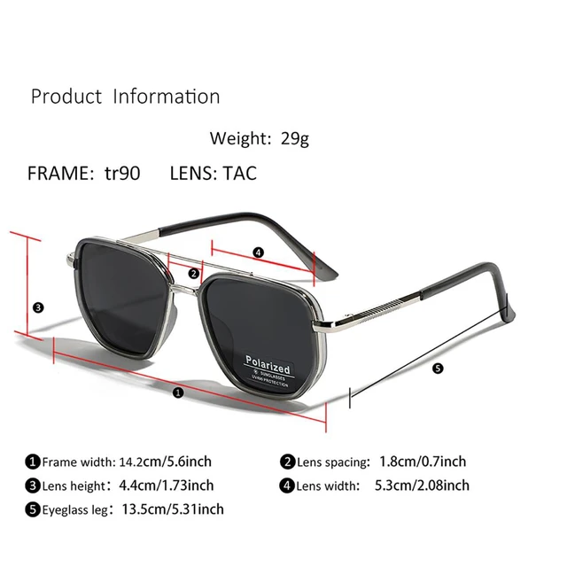 Alt view image 6 of 7 - Polarized TR90 Sunglasses Vintage Square Flattop Sun Glasses Double Bridge Metal UV400 Eyewears (silver with black)