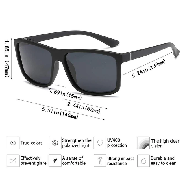 Alt view image 3 of 7 - Polarized Sunglasses for Men Driving Mens Sunglasses Rectangular | Vintage Sun Glasses for Men Women, UV Protection Lightweight Fishing Sunglasses, Trendy Retro Shades for Men, Matte Black