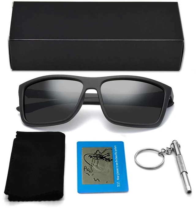 Alt view image 7 of 7 - Polarized Sunglasses for Men Driving Mens Sunglasses Rectangular | Vintage Sun Glasses for Men Women, UV Protection Lightweight Fishing Sunglasses, Trendy Retro Shades for Men, Matte Black