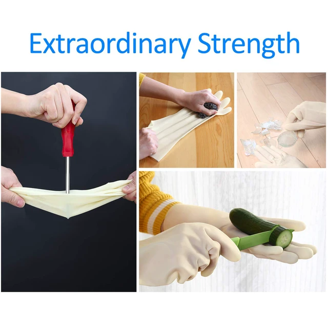 Alt view image 2 of 5 - Nitrile Cleaning Gloves, Heavy Duty Dishwashing Gloves, Reusable Medium Gloves for Kitchen, Bathroom, Gardening, Working, Pet Care - White, 3 Pairs, Size M