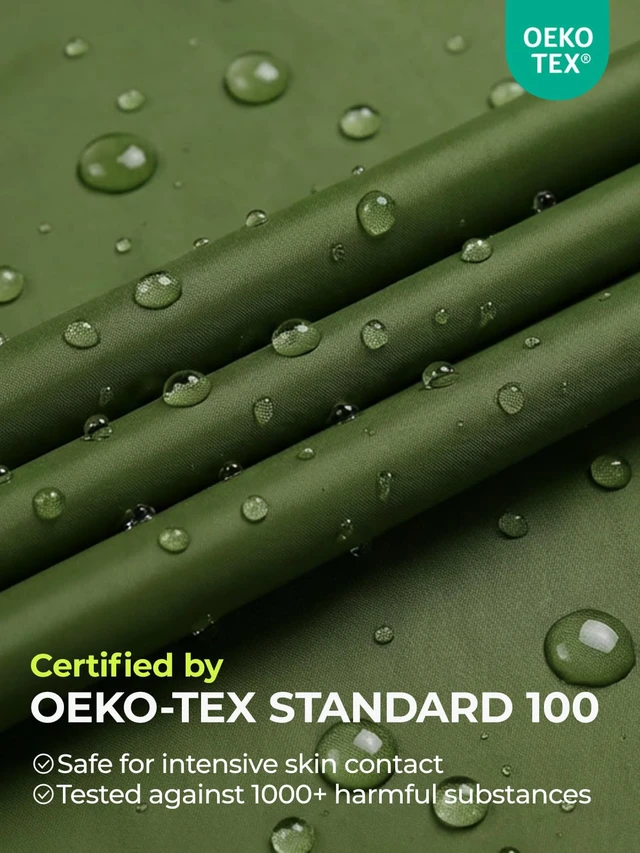 Alt view image 5 of 6 - Adult Rain Poncho Waterproof Hooded Raincoat Lightweight Packable | OEKO-TEX Certified 100% Polyester, PU 5000MM Waterproof, Heat-Sealed Seams, 8.5 oz Ultralight, Below-the-Knee Coverage