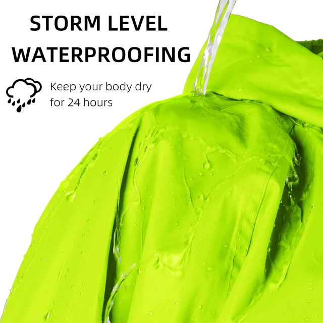 Alt view image 2 of 6 - Long Hooded Raincoat Safety Waterproof Emergency Rain Jacket Poncho for Men Women Adults