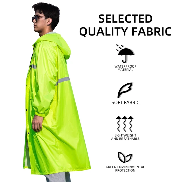 Alt view image 5 of 6 - Long Hooded Raincoat Safety Waterproof Emergency Rain Jacket Poncho for Men Women Adults