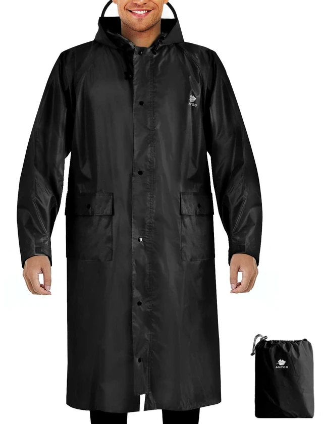 Main image of Waterproof Raincoat Men Women Packable Hooded Reflective Pockets | Adjustable drawstrings & cuffs for windproof fitbreathable material, non-sticky comfort for all-day wear