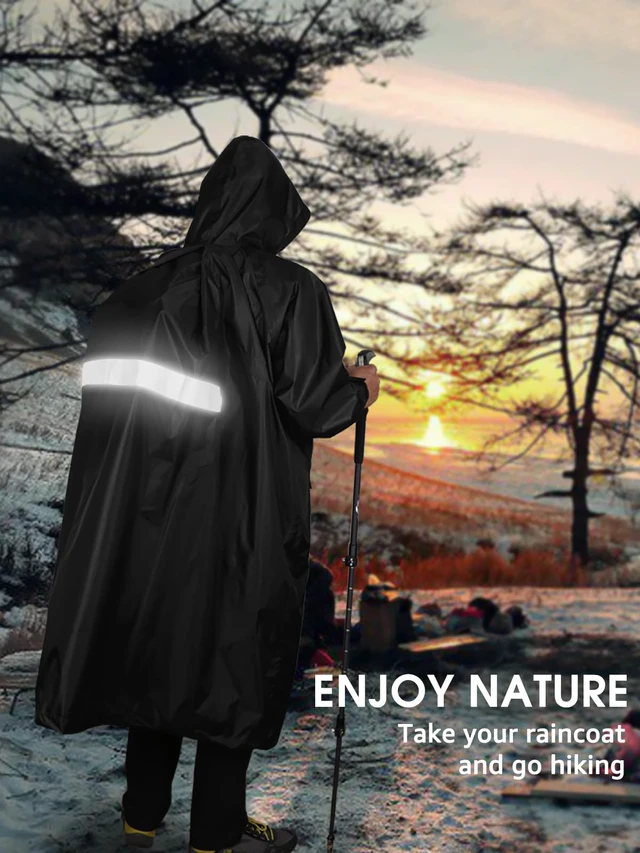 Alt view image 7 of 7 - Waterproof Raincoat Men Women Packable Hooded Reflective Pockets | Adjustable drawstrings & cuffs for windproof fitbreathable material, non-sticky comfort for all-day wear