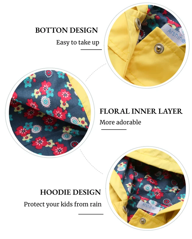 Alt view image 7 of 7 - Girl Baby Kid Waterproof Hooded Coat Jacket Raincoat Hoodies