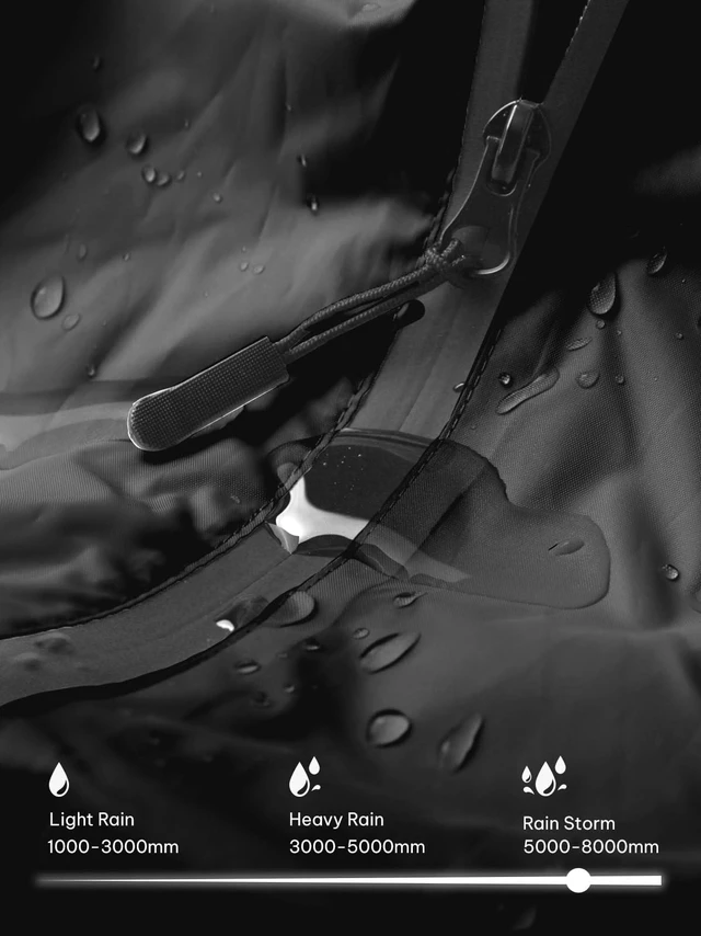 Alt view image 3 of 6 - Adult Rain Poncho Waterproof Hooded Zipper Raincoat with Pockets | OEKO-TEX Certified 100% Polyester, Lightweight Packable Storage Pouch, Heat-Sealed Seams, Quick-Dry for Outdoor Hiking