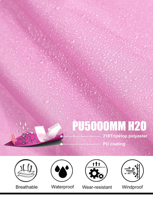 Alt view image 4 of 7 - Unisex Hooded Rain Poncho, Waterproof Raincoat Jacket with pocket for Adult, Rain Coat for Outdoor Activities (Pink)