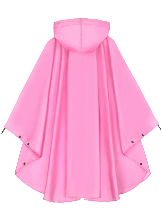 Alt view image 7 of 7 - Unisex Hooded Rain Poncho, Waterproof Raincoat Jacket with pocket for Adult, Rain Coat for Outdoor Activities (Pink)
