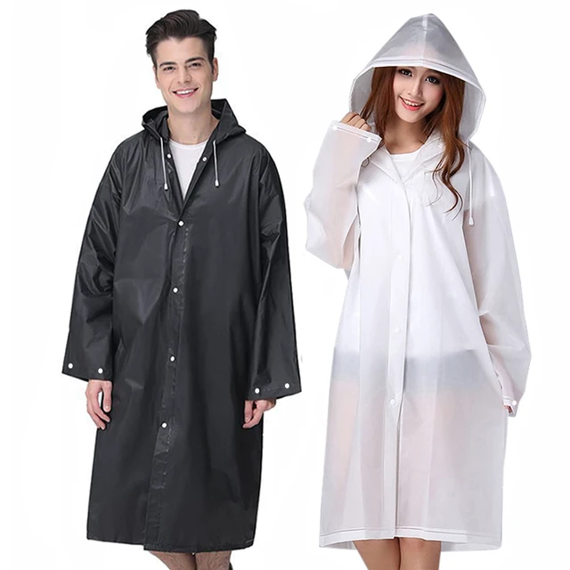 Main image of Rain Ponchos Raincoats for Adults Women Men, Reusable 2 Pack Rain Jacket Coats with Hood for Family Disney Camping Hiking(1 White+1 Black)