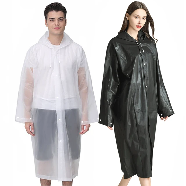 Alt view image 2 of 7 - Rain Ponchos Raincoats for Adults Women Men, Reusable 2 Pack Rain Jacket Coats with Hood for Family Disney Camping Hiking(1 White+1 Black)
