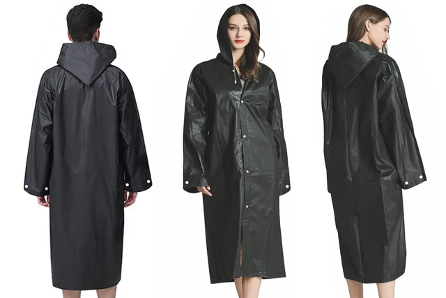 Alt view image 5 of 7 - Rain Ponchos Raincoats for Adults Women Men, Reusable 2 Pack Rain Jacket Coats with Hood for Family Disney Camping Hiking(1 White+1 Black)