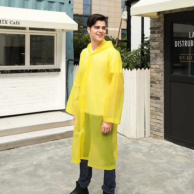 Alt view image 2 of 6 - Rain Ponchos for Adults Reusable, 2 Pack Raincoat for Women Men, Waterproof Rain Coat Gear with Hood Drawstring (US, Alpha, One Size, Regular, Regular, Blue+Yellow)