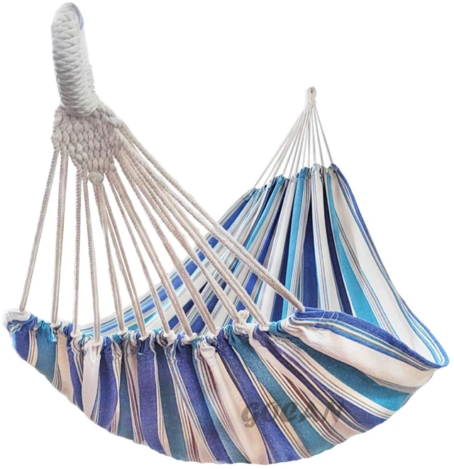 Main image of Hammock Double 2 Person Extra Large Fabric Size 220 x 150cm | Poly-Cotton Hammocks 500 Lbs Maximum Weight Capacity for Patio, Porch, Garden & Backyard Lounging, Indoor & Outdoor Use XXL