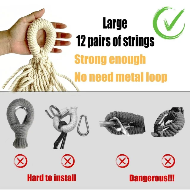 Alt view image 6 of 7 - Hammock Double 2 Person Extra Large Fabric Size 220 x 150cm | Poly-Cotton Hammocks 500 Lbs Maximum Weight Capacity for Patio, Porch, Garden & Backyard Lounging, Indoor & Outdoor Use XXL
