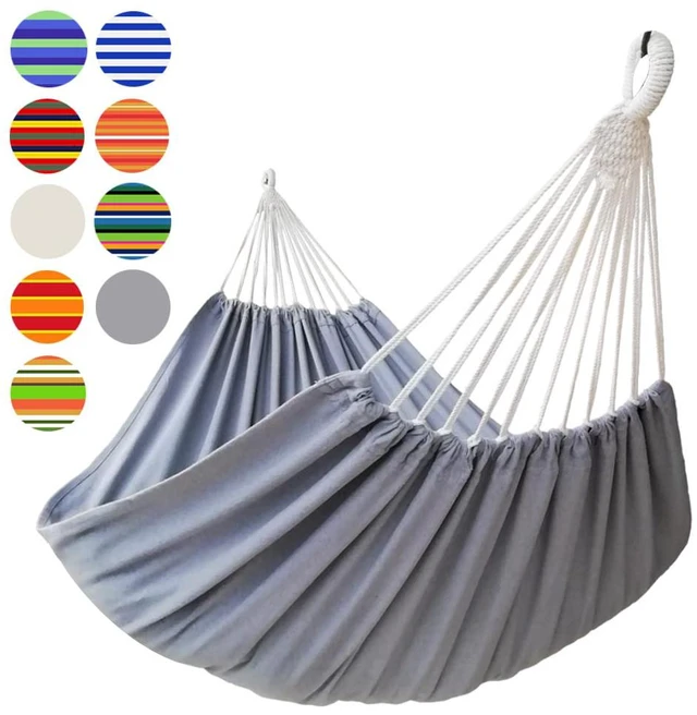 Main image of Hammocks Double 2 Person Extra Large Fabric Size 220 x 150cm | Poly-Cotton Hammock 500 Lbs Maximum Weight Capacity for Patio, Porch, Garden & Backyard Lounging, Indoor & Outdoor Use