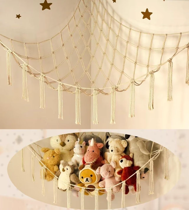 Main image of Stuffed Animal Storage Hammock or Net Corner - Large Toy Hammock Net for Stuffed Animals Room Decor - Cute Stuff Animal Organizer Plush Holder - Kids Baby Nursery Essentials Wall Bedroom Home Decor