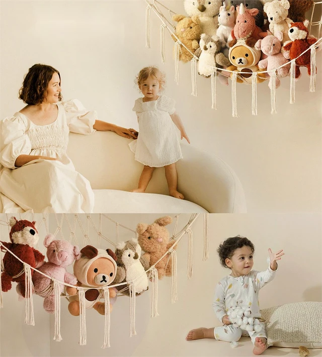 Alt view image 2 of 6 - Stuffed Animal Storage Hammock or Net Corner - Large Toy Hammock Net for Stuffed Animals Room Decor - Cute Stuff Animal Organizer Plush Holder - Kids Baby Nursery Essentials Wall Bedroom Home Decor