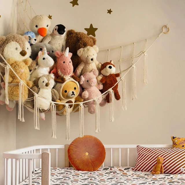 Alt view image 3 of 6 - Stuffed Animal Storage Hammock or Net Corner - Large Toy Hammock Net for Stuffed Animals Room Decor - Cute Stuff Animal Organizer Plush Holder - Kids Baby Nursery Essentials Wall Bedroom Home Decor