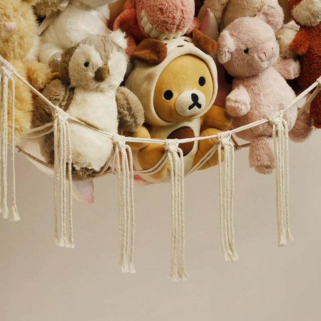 Alt view image 4 of 6 - Stuffed Animal Storage Hammock or Net Corner - Large Toy Hammock Net for Stuffed Animals Room Decor - Cute Stuff Animal Organizer Plush Holder - Kids Baby Nursery Essentials Wall Bedroom Home Decor