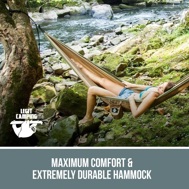 Alt view image 2 of 6 - Hammock - 2 PersonTree Double Portable Outdoor Travel Hammock for Outside - Heavy Duty