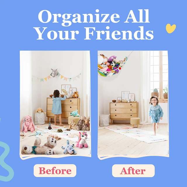Alt view image 4 of 6 - Stuffed Animal Hammock 2 Pack | Corner Stuffed Animal Storage & Plushie Net | Toy Hammock for Stuffed Animals | Holds 12lbs | Easy Hang, All Hardware Included | White Bedroom Decor