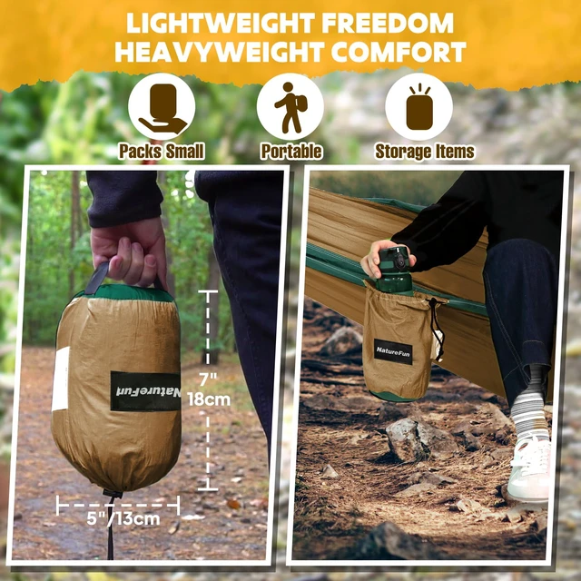 Alt view image 6 of 7 - Ultra-Light Travel Camping Hammock | 300kg Load Capacity,(275 x 140 cm) Breathable,Quick-Drying Parachute Nylon | 2 x Premium Carabiners,2 x Nylon Slings Included | Outdoor Indoor Garden