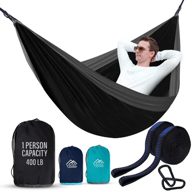 Main image of Camping Hammock - Durable Hammock, Nylon Hammock - Double or Single Hammocks - Portable Tree Hammocks for Outside - Easy to Set, Camping Accessories for Outdoor, Travel, Hiking