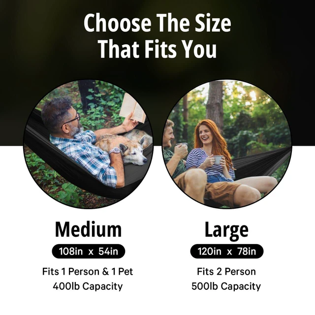 Alt view image 2 of 7 - Camping Hammock - Durable Hammock, Nylon Hammock - Double or Single Hammocks - Portable Tree Hammocks for Outside - Easy to Set, Camping Accessories for Outdoor, Travel, Hiking