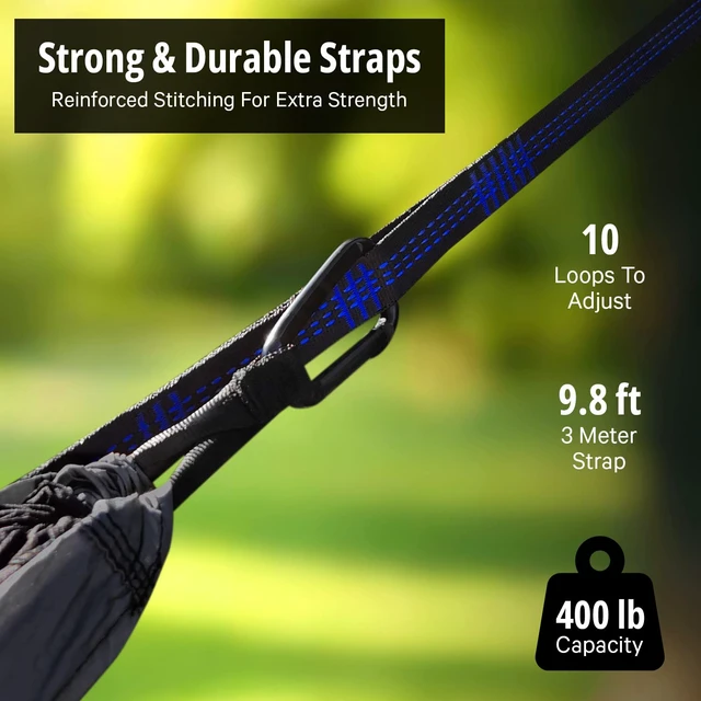 Alt view image 4 of 7 - Camping Hammock - Durable Hammock, Nylon Hammock - Double or Single Hammocks - Portable Tree Hammocks for Outside - Easy to Set, Camping Accessories for Outdoor, Travel, Hiking