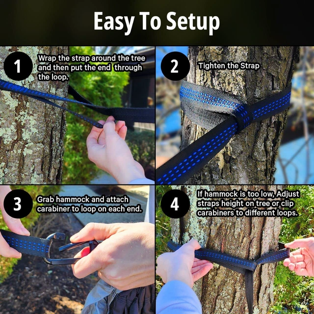 Alt view image 5 of 7 - Camping Hammock - Durable Hammock, Nylon Hammock - Double or Single Hammocks - Portable Tree Hammocks for Outside - Easy to Set, Camping Accessories for Outdoor, Travel, Hiking