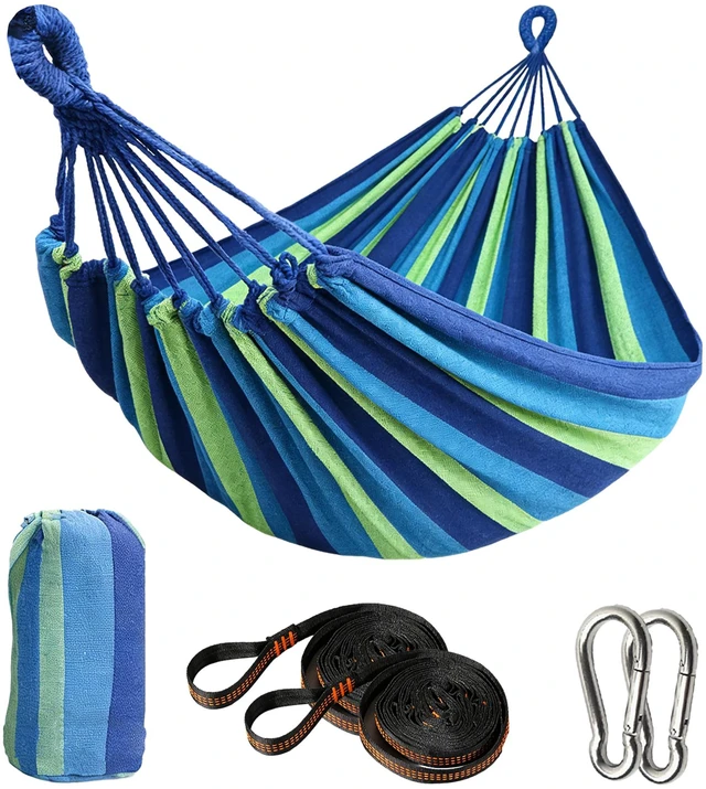 Main image of Outdoor Amacas Garden Camping Hammock Portable for Patio Yard Porch Travel | Hammock Nylon Hiking Beach Backpack Survival Travel- Up to 300lbs with Tree Straps