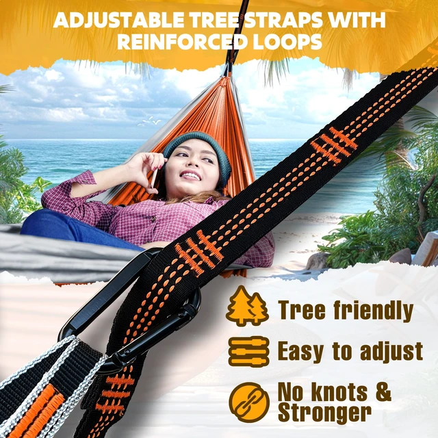 Alt view image 3 of 7 - Ultra-Light Travel Camping Hammock | 300kg Load Capacity,(275 x 140 cm) Breathable,Quick-Drying Parachute Nylon | 2 x Premium Carabiners,2 x Nylon Slings Included | Outdoor Indoor Garden