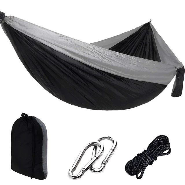 Main image of Camping Hammock with Tree Straps Portable Nylon Gray 118"x78" | 600lb Heavy Duty Parachute Nylon Camping Hammock,Tree Straps,Portable,118x78in Extra Large,Outdoor Hiking Beach Backpack Gear