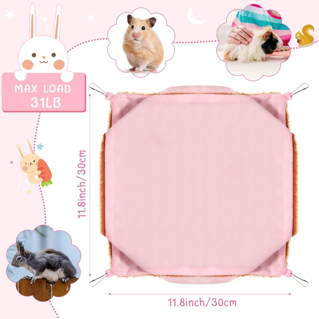 Alt view image 2 of 7 - 3 Pcs 3 Tier Small Animal Hammock for Cage,Pink,Blue,Green | Fleece Bed with Hooks, Attaches to Cage Easily, Multi-level Design, Hamster Guinea Pig Ferret Use, Waterproof Durable
