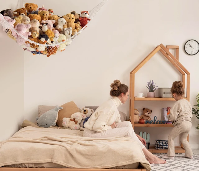Alt view image 3 of 6 - Stuffed Animal Storage Hammock Net for Plushie - Large Corner Toy Hammock Net for Plush Stuffed Animals - Cute Stuff Animal Organizer Holder for Room Decor - Kids Baby Nursery Wall Bedroom Home Decor