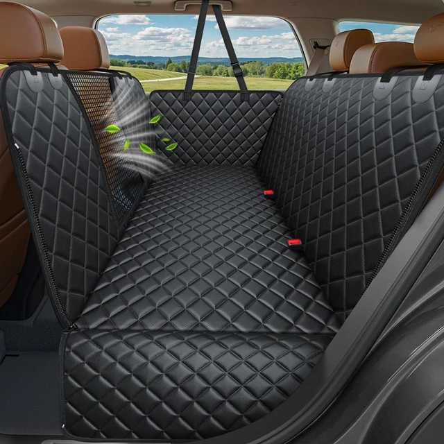 Main image of 4 in 1 Dog Car Seat Cover for Back Seat, Waterproof Hammock | Mesh Window, Side Flaps, 600D Oxford, Scratch Resistant, Non-Slip, Easy Install, Machine Washable, Dog Seat Belt Included