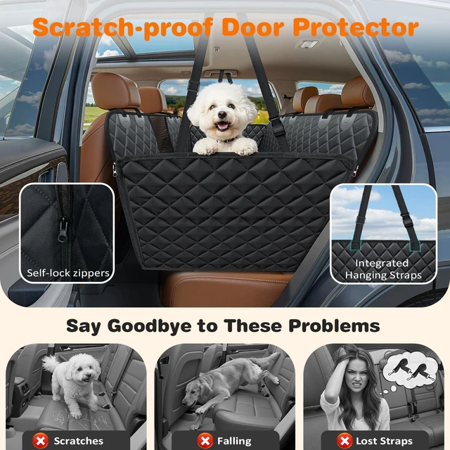 Alt view image 3 of 7 - 4 in 1 Dog Car Seat Cover for Back Seat, Waterproof Hammock | Mesh Window, Side Flaps, 600D Oxford, Scratch Resistant, Non-Slip, Easy Install, Machine Washable, Dog Seat Belt Included