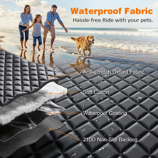 Alt view image 7 of 7 - 4 in 1 Dog Car Seat Cover for Back Seat, Waterproof Hammock | Mesh Window, Side Flaps, 600D Oxford, Scratch Resistant, Non-Slip, Easy Install, Machine Washable, Dog Seat Belt Included