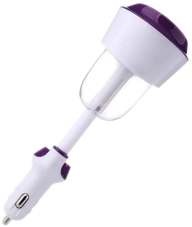 Main image of Car Humidifier, Portable Mini Aromatherapy Essential Oil Diffuser, 360-Degree Rotation Cool Mist Humidifier, Vehicle Air Freshener Diffuser with 12V Charging Port for Home Office (Purple)