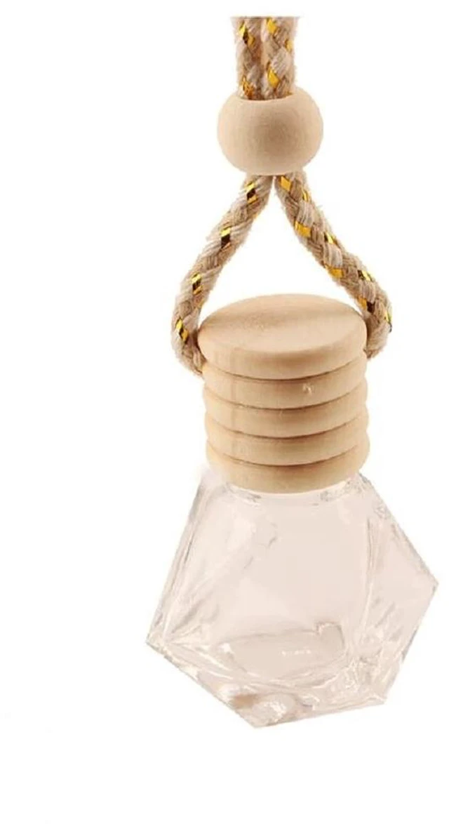 Main image of 4Pcs 8ml Hanging Car Air Freshener Bottle Scent Essential Oil Car Diffuser with Wooden Cap Glass Vial Pendant for Aromatherapy