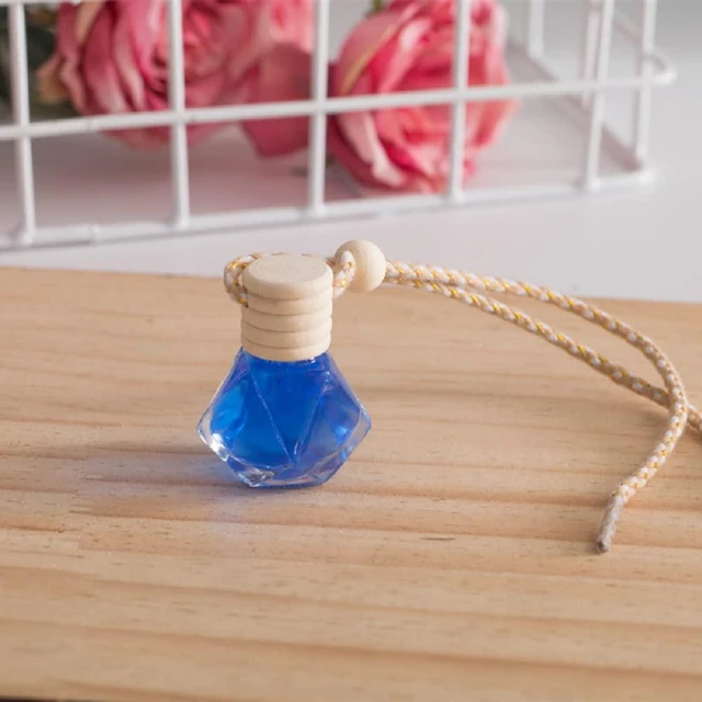Alt view image 3 of 7 - 4Pcs 8ml Hanging Car Air Freshener Bottle Scent Essential Oil Car Diffuser with Wooden Cap Glass Vial Pendant for Aromatherapy
