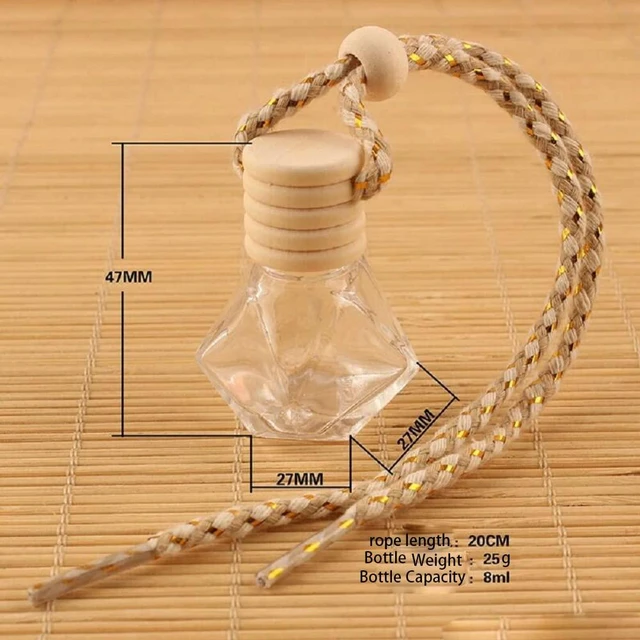 Alt view image 6 of 7 - 4Pcs 8ml Hanging Car Air Freshener Bottle Scent Essential Oil Car Diffuser with Wooden Cap Glass Vial Pendant for Aromatherapy
