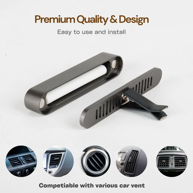 Alt view image 4 of 7 - 2 Packs Car Air Freshener Diffuser, Essential Oil Diffusers Vent Clip, Perfume Diffuser with 6 Refill Unscent Fiber Sticks, Premium Car Accessories, Metal & Wood design, Custom Scent, Gift For Men